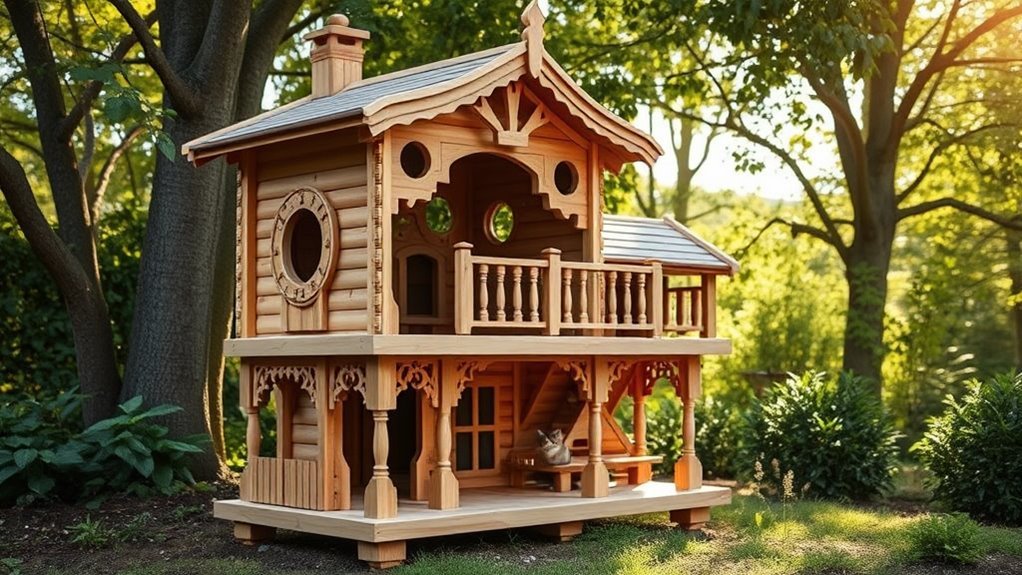 stylish wooden cat house